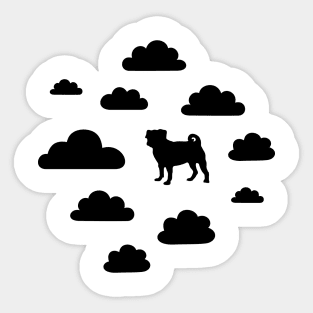 Black Pugs in the Sky Sticker